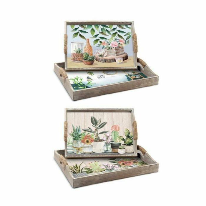 Bandeja Cottage DKD Home Decor Verde Beige 30 x 6 x 40 cm Set de 2 (2 Unidades) Bandeja Cottage DKD Home Decor Verde Beige 30 x 6 x 40 cm Set de 2 (2 Unidades)