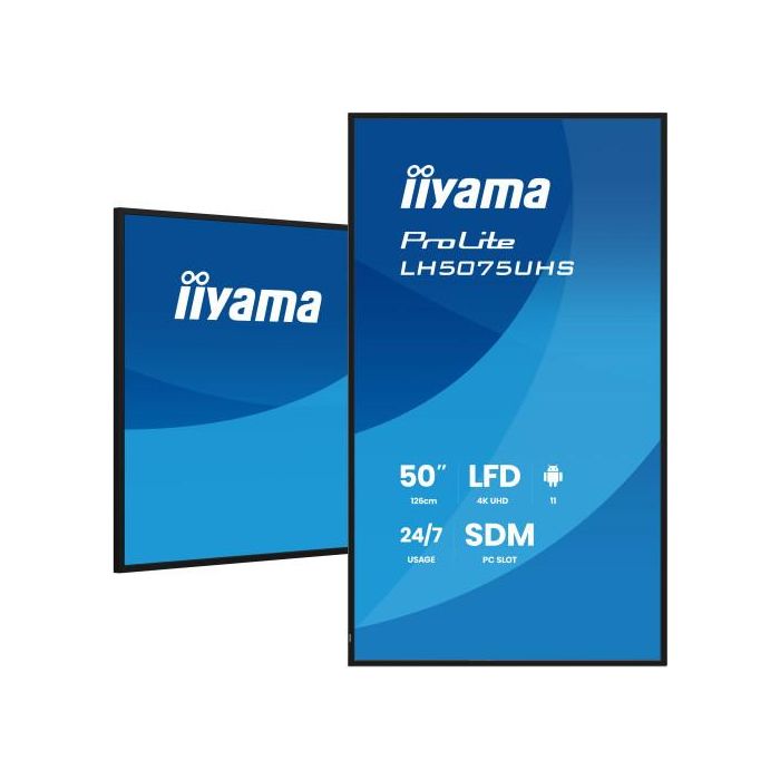 Monitor Tactil Iiyama 50" 3840X2160, Uhd Va, 500Cd/M2, Horiz Vert,Failover,Mm 2X 10W, Hdmi 3X, Dp, Dp-Out, Usb 2.0 X2, Wifi, Lan, Media Play Usb, Lan / Rs232C, Iisignage2, Iishare, Iicontrol Android 11, Pc-Slot Sdm-L, 24/7, Vesa 400X400 (Lh5075Uhs-B2 4 Monitor Tactil Iiyama 50" 3840X2160, Uhd Va, 500Cd/M2, Horiz Vert,Failover,Mm 2X 10W, Hdmi 3X, Dp, Dp-Out, Usb 2.0 X2, Wifi, Lan, Media Play Usb, Lan / Rs232C, Iisignage2, Iishare, Iicontrol Android 11, Pc-Slot Sdm-L, 24/7, Vesa 400X400 (Lh5075Uhs-B2 4