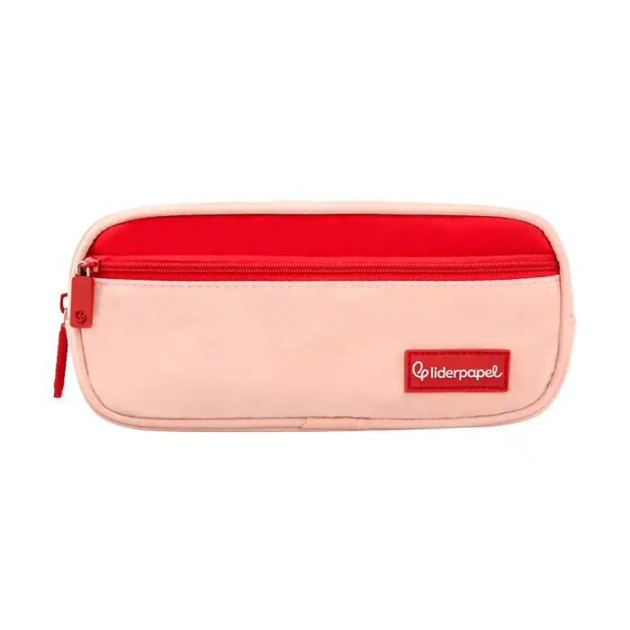 Liderpapel Estuche portatodo Duo 3 cremalleras con bolsillo frontal rosa 220x90x70 mm 1
