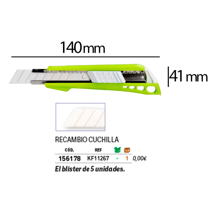 Q-connect Cúter de Plástico Ancho con Guía Metálica y Cuchilla de Cerámica 18 mm xd-43 Blíster 1 Unidad 1
