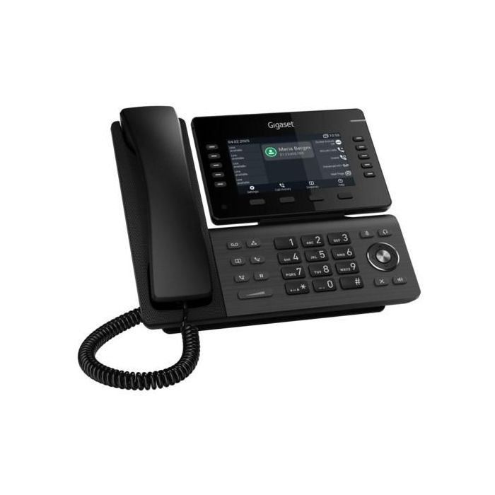 Gigaset P855BW IP PRO Teléfono IP DECT Inalámbrico y con cable, TFT 5" PoE, Bluetooth, Wi-Fi, USB, Negro