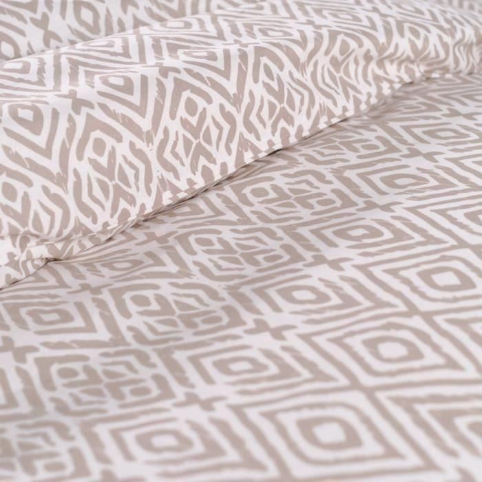 Juego de cama doble -TODAY - 240x200 cm - 100% Algodón - Beige y Blanco 1 Juego de cama doble -TODAY - 240x200 cm - 100% Algodón - Beige y Blanco 1
