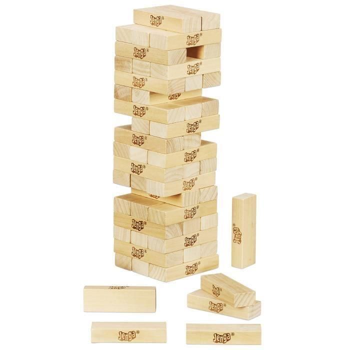Hasbro Games G1499 Juego Jenga Clásico de Torre de Bloques. Habilidad y Estrategia para +6 años, con App Gratuita Español/Portugués 1