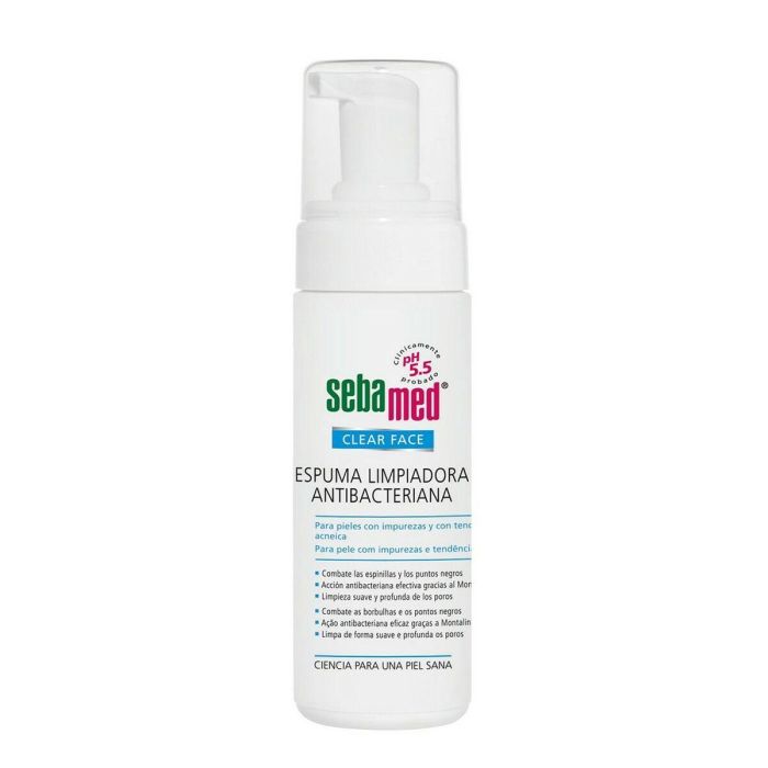 Sebamed CLEAR FACE Espuma Limpiadora Facial Antibacteriana sin Jabón pH 5.5 para Acné, Granos y Puntos Negros - 150ml