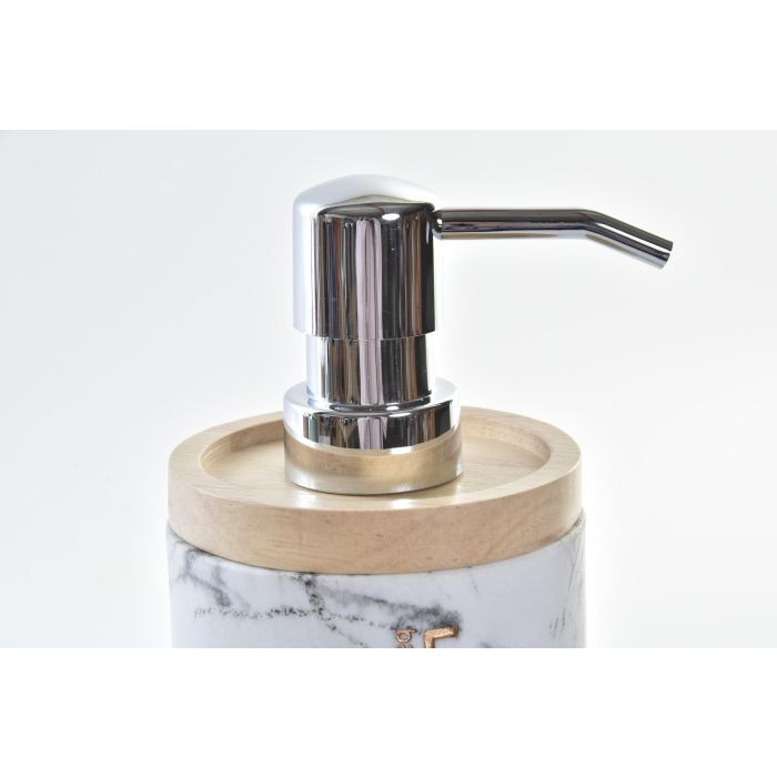 DKD Home Decor Dosificador Scandi de Resina en Colores Blanco y Natural con Efecto Mármol, Medidas 17.5 cm (Alto) x 7.7 cm (Largo) x 9 cm (Ancho) 1