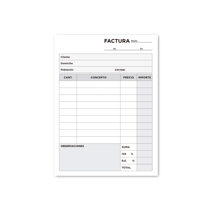 Liderpapel T300 Talonario Facturas 8º Original y 2 Copias con IVA 105 x 155 mm 2