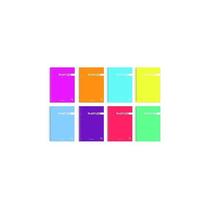 Pacsa Cuaderno Folio 80H 90 gr 5x5 mm Tapas Pp Pack 5 Ud Colores Surtidos Plastipac