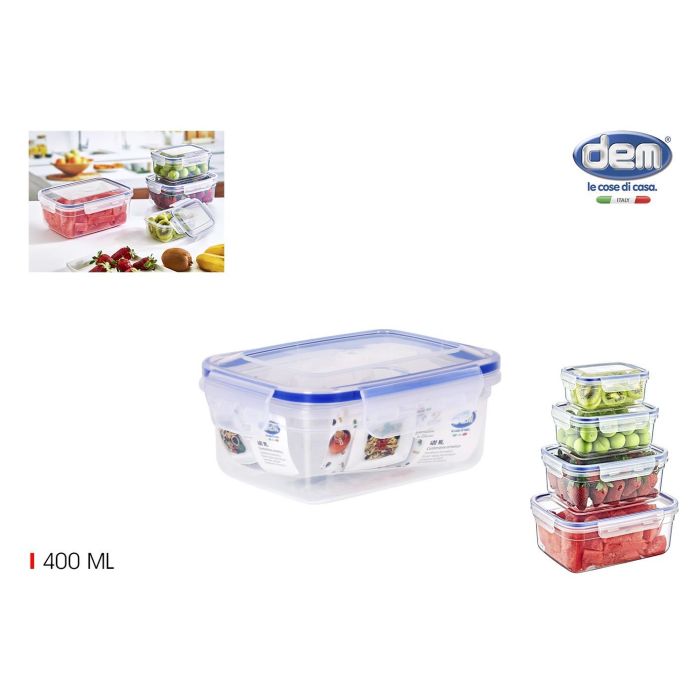 Fiambrera hermética rectangular 400 ml - Dem (12 Unidades) Fiambrera hermética rectangular 400 ml - Dem (12 Unidades)