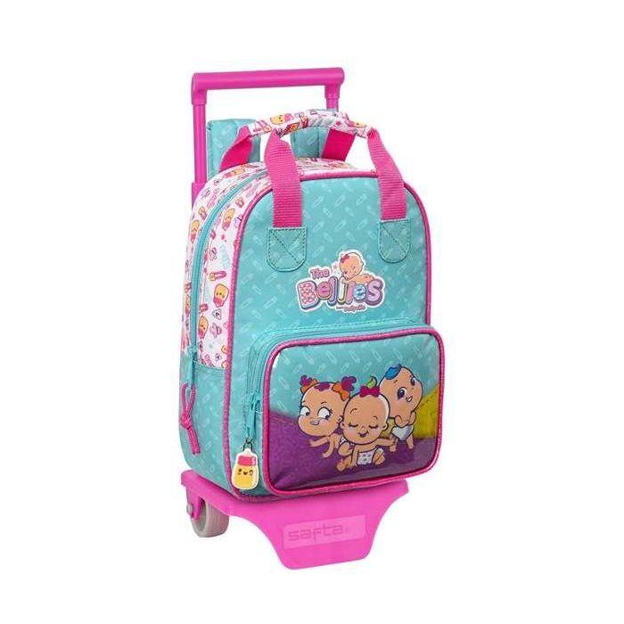 Mochila Escolar con Ruedas The Bellies 20 x 28 x 8 cm Morado Turquesa Blanco