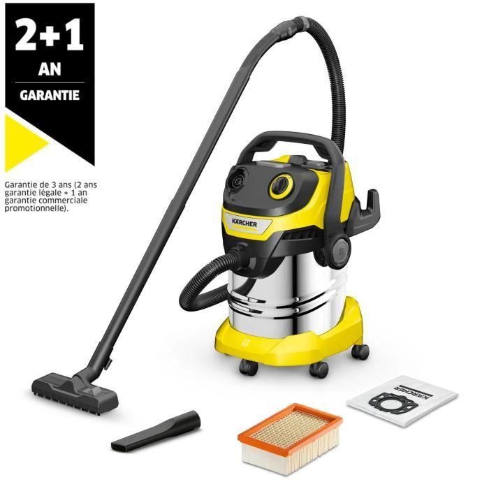 Karcher WD 5 S V-30/5/22 Aspirador en seco y húmedo 1100W, Depósito acero inoxidable 30 L, Función soplador, Filtro plegado plano