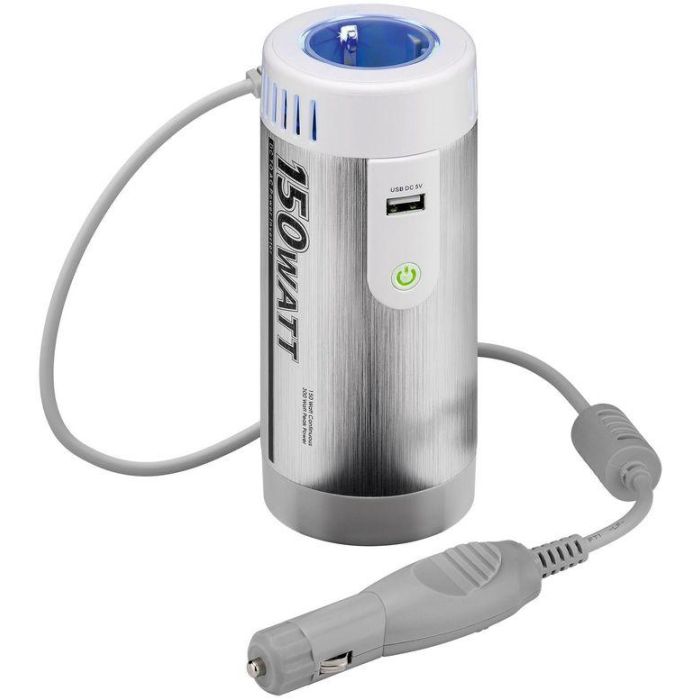 CoreParts Inversor de Corriente DC a AC Portátil 150W 12V a 230V con Puerto USB y Cable 1.5m para Camping CoreParts Inversor de Corriente DC a AC Portátil 150W 12V a 230V con Puerto USB y Cable 1.5m para Camping