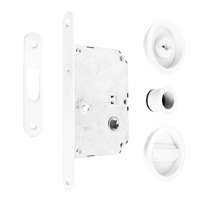 Jandel Kit Cierre Puerta Corredera Blanco Mate Ø56 Exterior D48 Interior