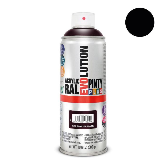 Pinty Plus Pintura en spray Evolution 520 cc RAL 9005 Negro Intenso - Esmalte acrílico 400 ml 0 Pinty Plus Pintura en spray Evolution 520 cc RAL 9005 Negro Intenso - Esmalte acrílico 400 ml 0