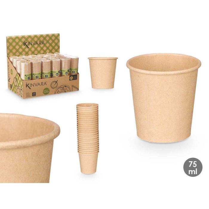 Set 24 Vasos Kraft 75 ml Kinvara - 5x17x5 cm, Papel y Plástico PE, Color Natural (48 Unidades) Set 24 Vasos Kraft 75 ml Kinvara - 5x17x5 cm, Papel y Plástico PE, Color Natural (48 Unidades)