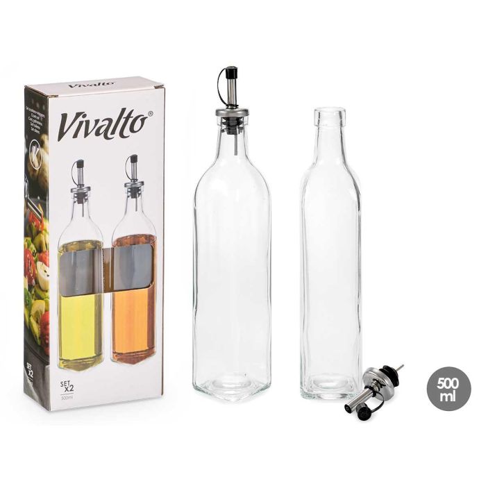 Vivalto Set Aceitera Vinagrera Cristal 500ml 12x31x6cm Transparente (Set de 12)