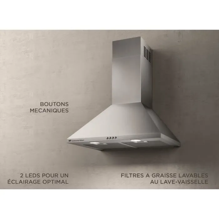 Continental Edison Campana Piramidal CEHP6060S - 60 cm Acero Inoxidable 1 Continental Edison Campana Piramidal CEHP6060S - 60 cm Acero Inoxidable 1