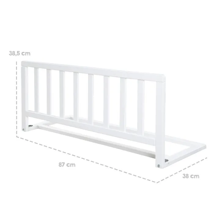 Roba Barandilla de Cama de Madera 90 cm - Protección Anticaída Segura para Bebés y Niños - 18 Meses a 5 Años - Blanco 2