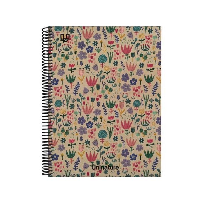 Grafoplás Cuaderno Espiral A4 80H 4x4 90 gr Kraft Y Cartón Reciclado Uninature Holanda