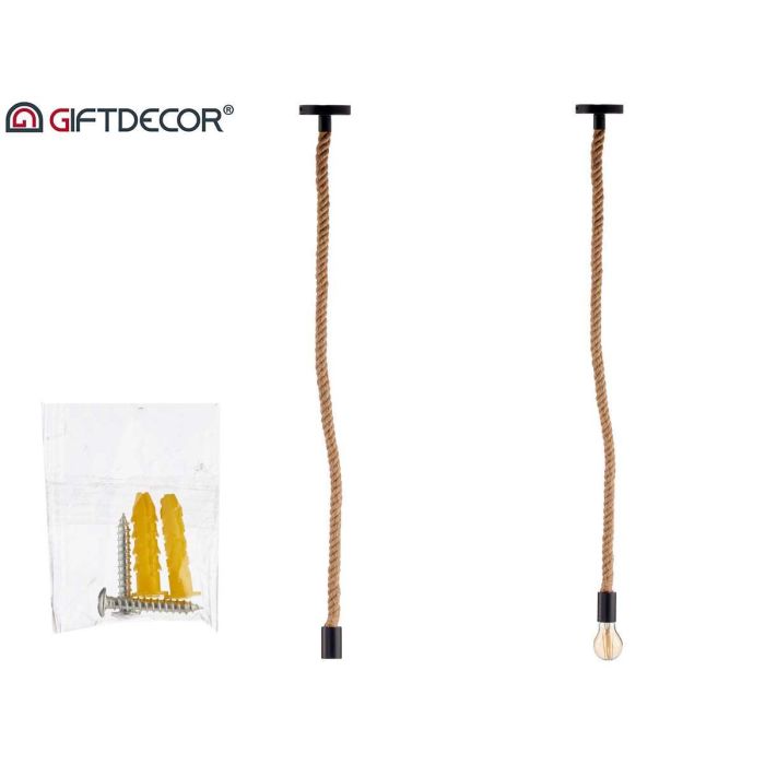 Lampara Colgante Cuerda Color Natural Giftdecor 9X103CM (12 Unidades) 4 Lampara Colgante Cuerda Color Natural Giftdecor 9X103CM (12 Unidades) 4