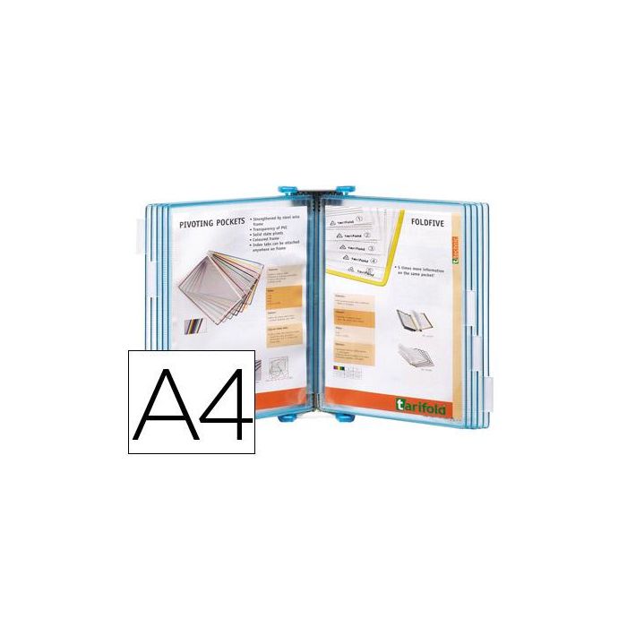 Portacatalogo De Pared Polipropileno Tarifold Con 10 Fundas Din A4 Color Azul Portacatalogo De Pared Polipropileno Tarifold Con 10 Fundas Din A4 Color Azul