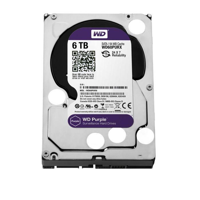 Western Digital Disco Duro Interno 6 TB 3.5" SATA 6Gb/s 5400 RPM 64MB para Vigilancia WD Purple