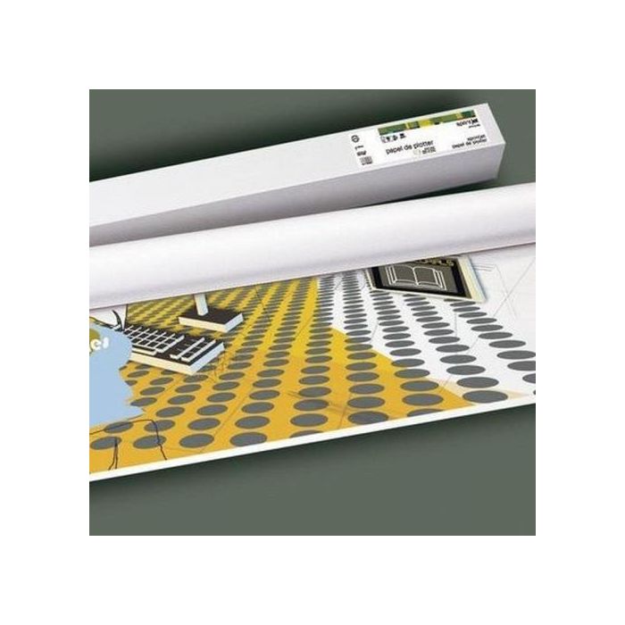 FABRISA 16097 Papel Plotter Plus 90g 610x50mm, Alta Blancura, Rápido Secado para Impresión Monocromo y Color