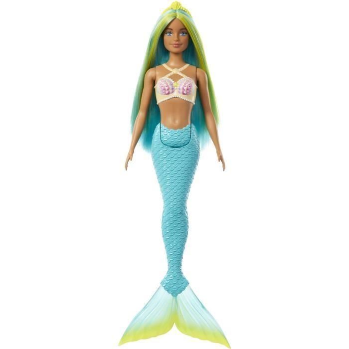 Muñeca barbie sirena con cola rígida. con diadema,corpiño de conchas y cola de colores - modelos surtidos 5