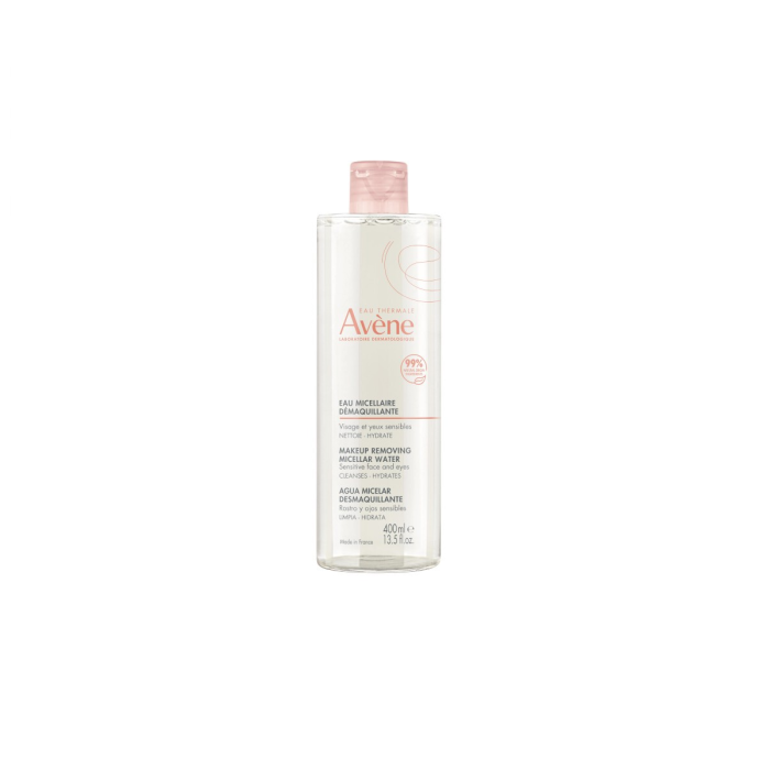 Avène Agua Micelar Desmaquillante 400 ml para Rostro y Ojos Sensibles, 99% Ingredientes Naturales