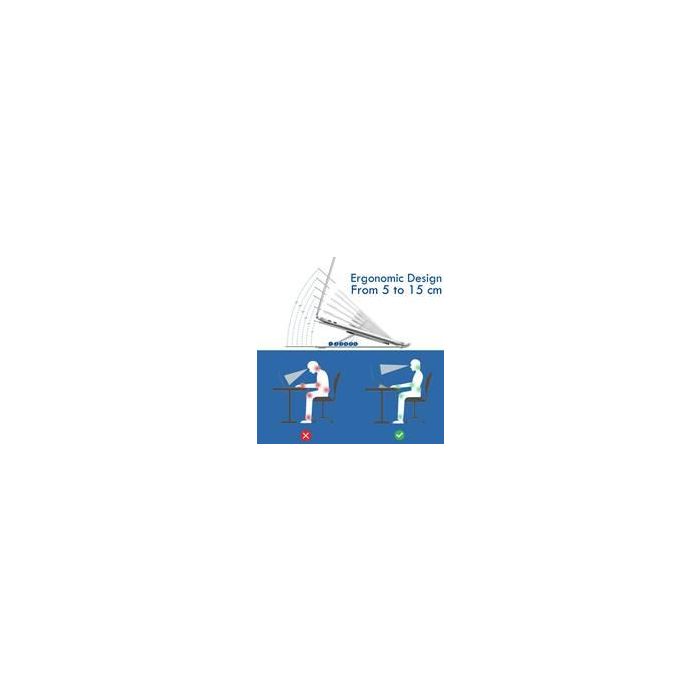 Ewent EW1266 Soporte Ergonómico Plegable para Portátil 10-15.6" de Aluminio con Refrigeración y 6 Alturas, Gris 1 Ewent EW1266 Soporte Ergonómico Plegable para Portátil 10-15.6" de Aluminio con Refrigeración y 6 Alturas, Gris 1