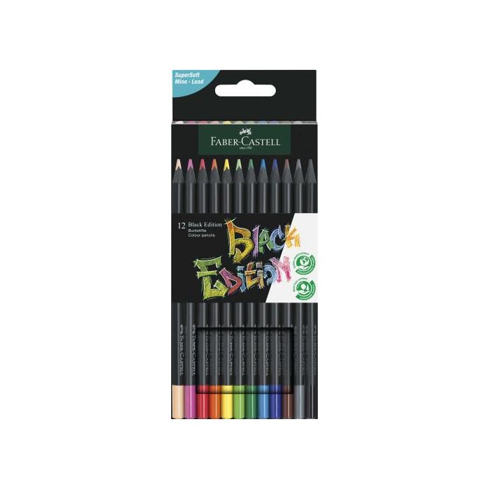 Estuche 12 Lápices de Colores Black Edition. Faber Castell 116412