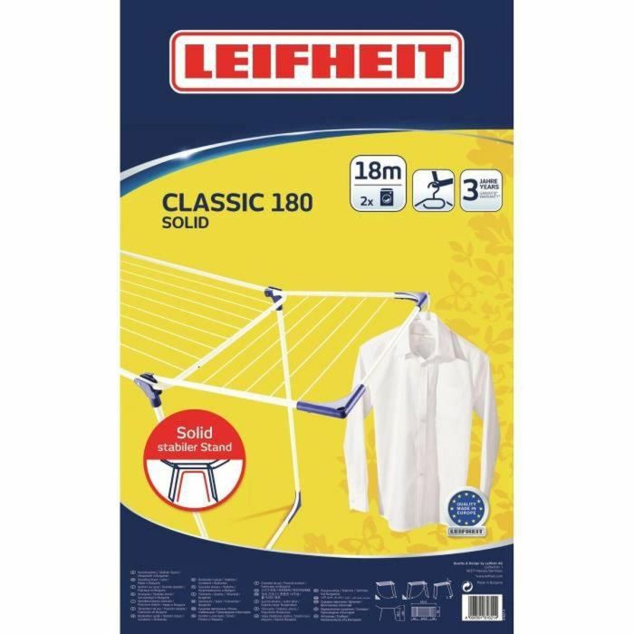 Leifheit Secadora de Ropa Independiente CLASSIC Solid 180 - 18 m de tendido, para 1-2 cargas, plegable y 4 colgadores 7