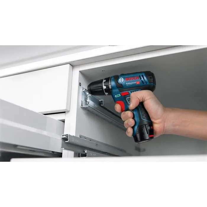 Bosch Professional GSR 12V-15 Destornillador Inalámbrico 12V (2 Baterías 2.0Ah, Cargador, Estuche, Juego de 10 Puntas) 1