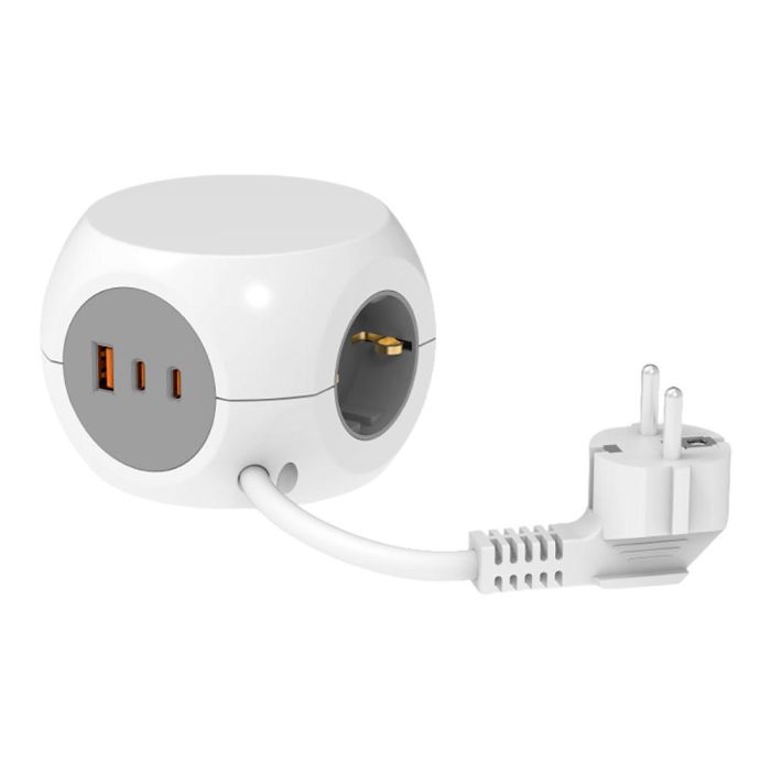 Base múltiple combiball con 3 tomas schuko 16 a + 1 usb a + 2 usb c, 30 W, blanca 0 Base múltiple combiball con 3 tomas schuko 16 a + 1 usb a + 2 usb c, 30 W, blanca 0