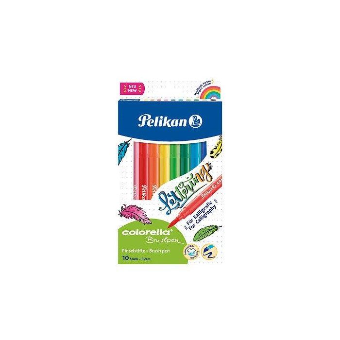 Rotulador Fibra Pelikan Colorella Brushpen Surtido Estuche De 10 (814577)