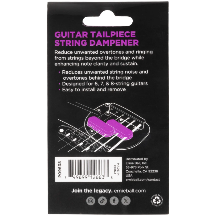 Ernie Ball Mutador Cuerdas - String Dampener Guitar Tailpiece para Mejorar Claridad y Sustain 2 Ernie Ball Mutador Cuerdas - String Dampener Guitar Tailpiece para Mejorar Claridad y Sustain 2