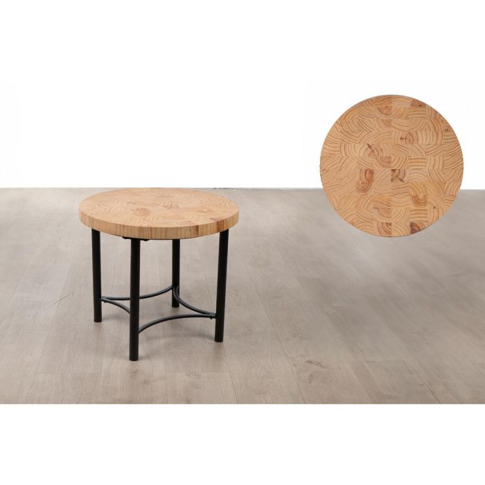 Mesa auxiliar Romimex Negro Natural Metal Madera de pino 60 x 45 x 60 cm 2