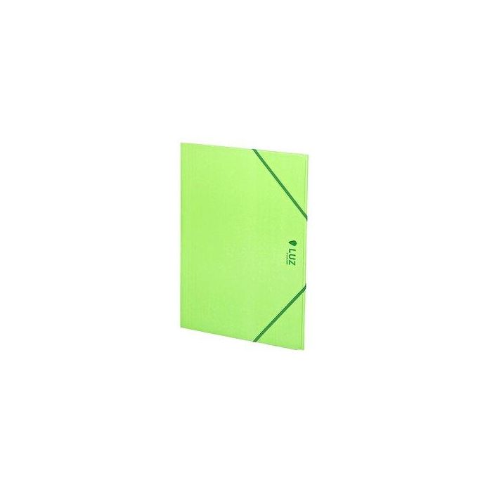 Carchivo Carpeta 3 Solapas Folio, Cartón Plastificado Brillo, Cierre con Goma, Color Verde