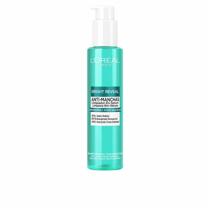 L'Oréal Paris Z70039118/1 Bright Reveal Limpiador Facial Sérum Niacinamida Ácido Salicílico Anti-Manchas Piel Sensible 150 ml