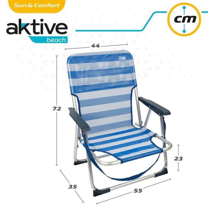 Silla de Playa Aktive Plegable Azul 44 x 72 x 35 cm (4 Unidades) 2