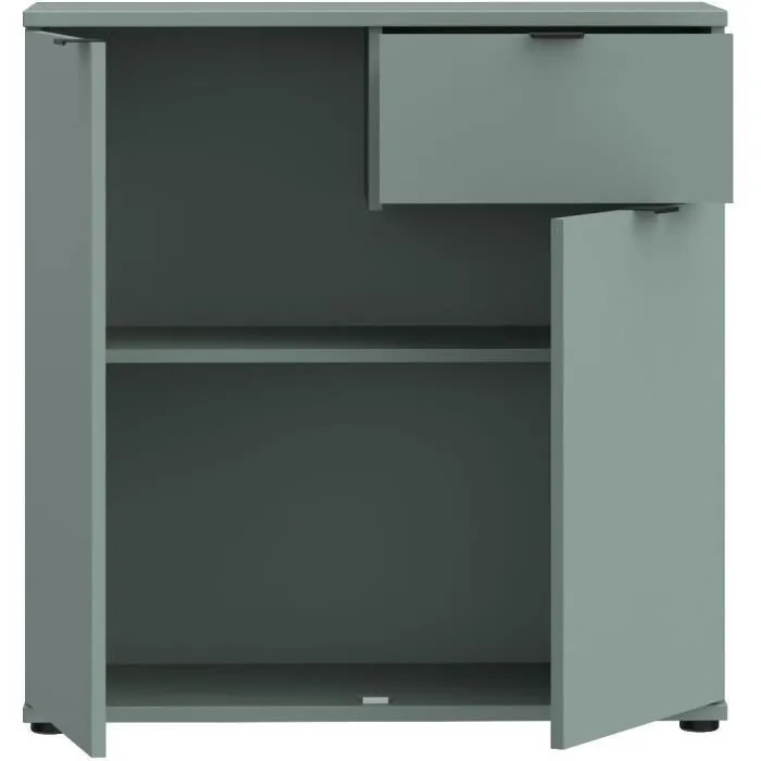 GANYMEDE Aparador pequeño de almacenaje GNM K222LU59 con 2 puertas y 1 cajón en color Salvia, 80.1 x 34.1 x 82.3 cm 3