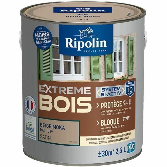 Ripolin RIP3174269077756 Pintura para madera Extreme Beige moca RAL 1019 satinado 2,5 L Ripolin RIP3174269077756 Pintura para madera Extreme Beige moca RAL 1019 satinado 2,5 L