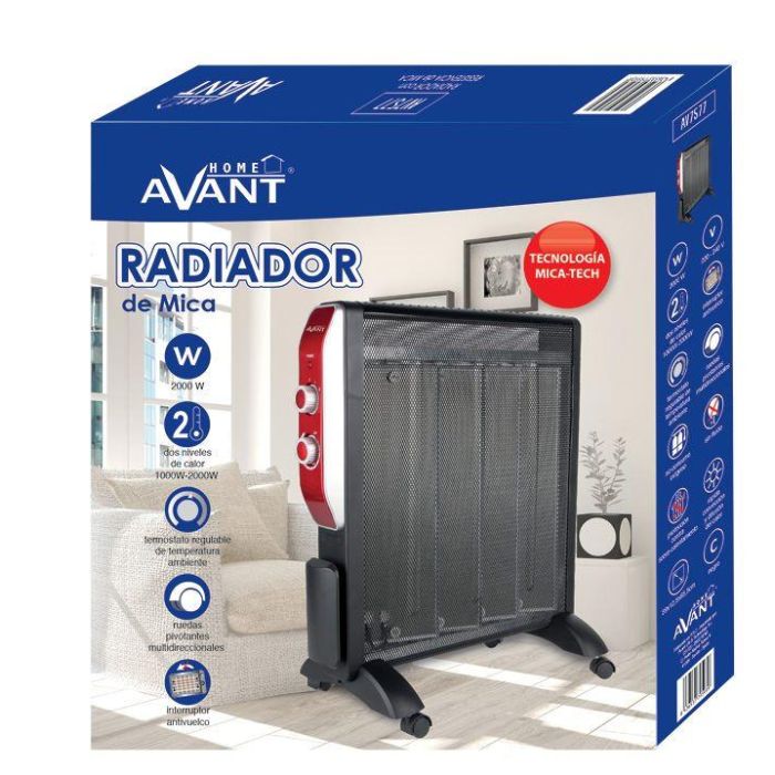 Avant Mica-TECH Radiador de Mica con Termostato Regulable, 2 Potencias 2000W, Modelo AVANT