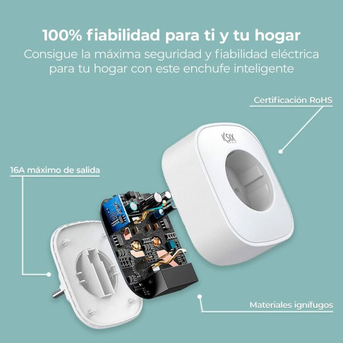 Enchufe Inteligente KSIX Smart Energy Slim WiFi 250V Blanco 4