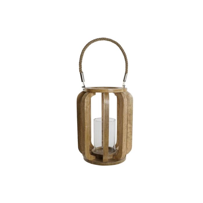 DKD Home Decor Portavela Alpino de Mango y Cristal Natural 25x25x35 cm 1