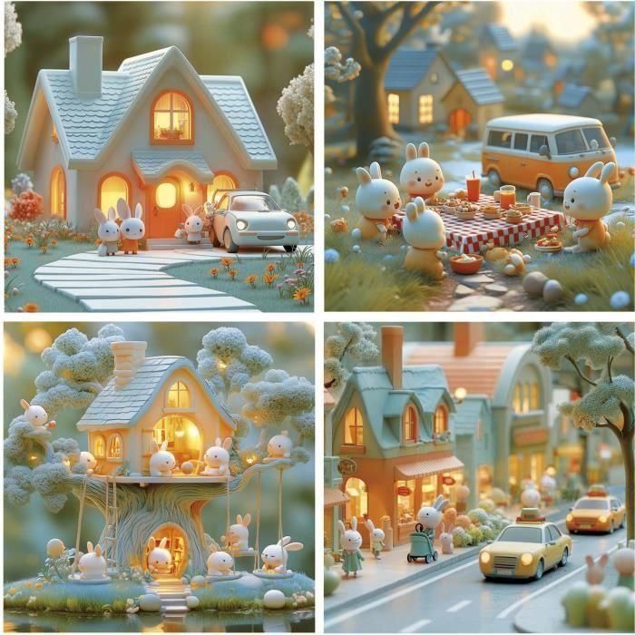 Educa Puzzle Set 4 en 1 Ciudad de Conejitos con 12, 16, 20 y 25 piezas de cartón. Juego de mesa infantil para niños +3 años 1