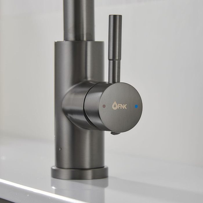 Grifo Monomando Fontastock Gris Acero Inoxidable Cerámico Forma de C 2