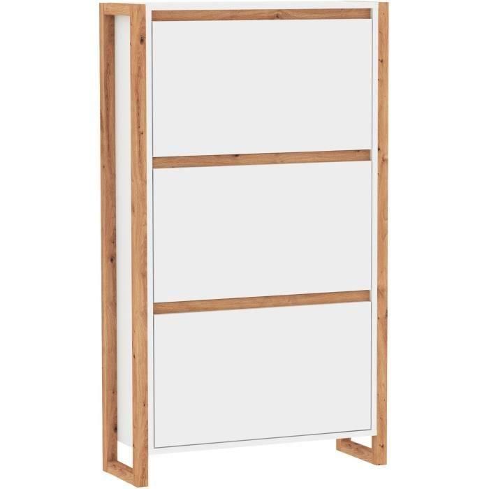 Denver Zapatero 49A DENVER003994 Blanco / Roble 70 x 25 x 125 cm