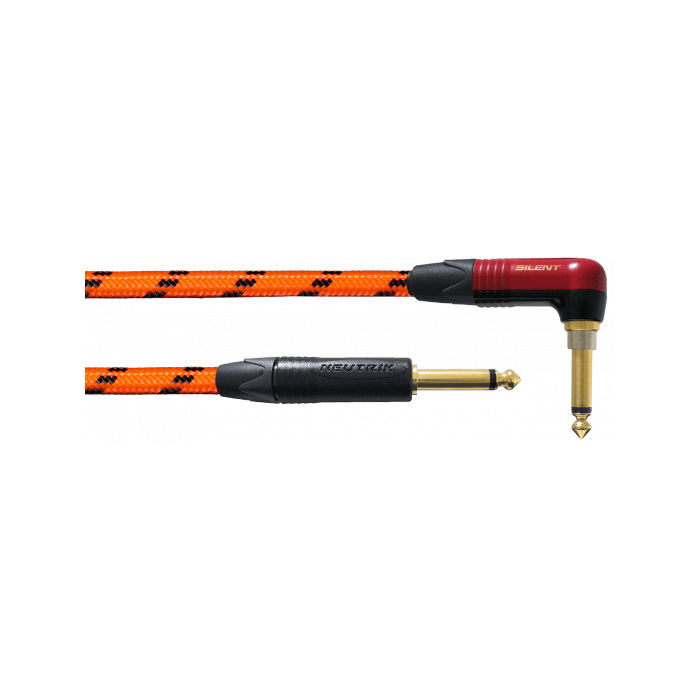 Cordial Cable de Instrumento Jack-Jack Acodado Silent Naranja UV 3M