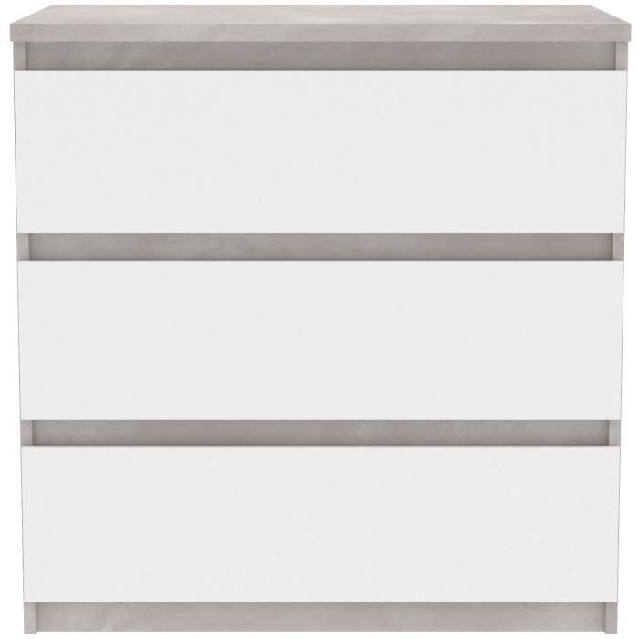 Cómoda CHELSEA 3 Cajones - Color blanco/hormigón claro - An 77,2 x Pr 42 x Al 79,9 cm 2 Cómoda CHELSEA 3 Cajones - Color blanco/hormigón claro - An 77,2 x Pr 42 x Al 79,9 cm 2