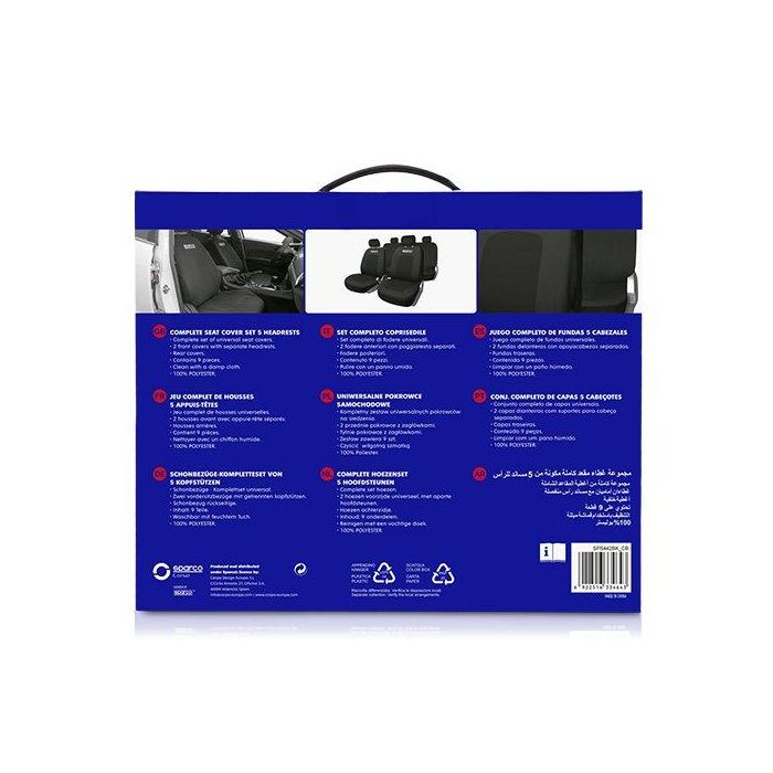 Sparco Juego Fundas Coche Sport Negra SPCS442BK para la Mayoría de Asientos Universales 2 Sparco Juego Fundas Coche Sport Negra SPCS442BK para la Mayoría de Asientos Universales 2